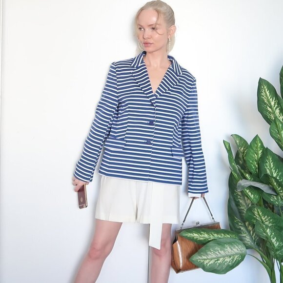 JG Hook Striped Single-breasted Ponte Blazer - Picture 4 of 12